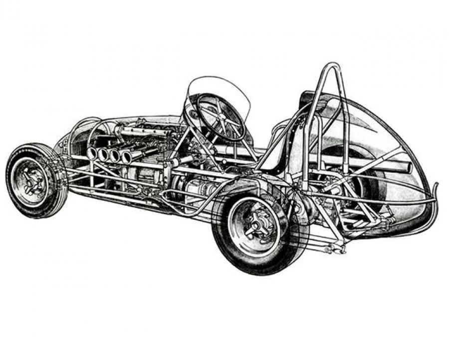Схема Kurtis Kraft Offenhauser Midget 1947 года  (фото 4 из 5)